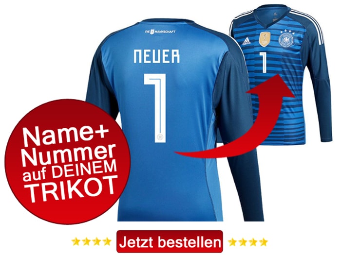 Das neue Torwarttrikot 2018 von Manuel Neuer mit der Rückennummer 1.