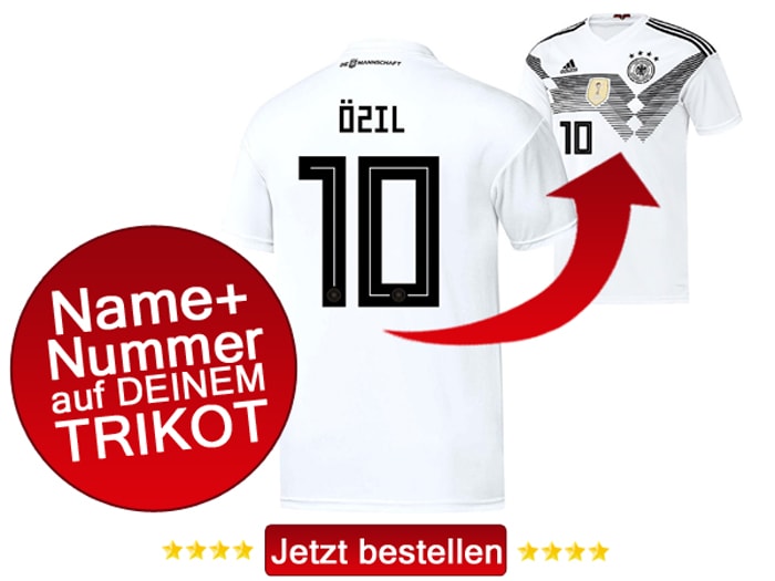 Mesut Özil trägt im aktuellen Deutschland Trikot die Nummer 10 auf dem Rücken