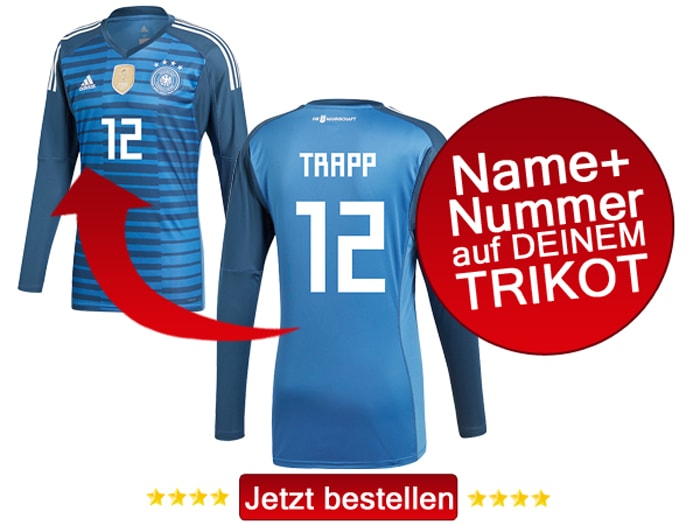 Kevin Trapp trägt die Nummer 12 im DFB Torwarttrikot 2018.