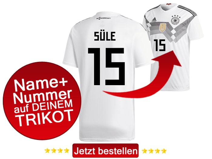 Das neue DFB Trikot mit Beflockung von Niklas Süle mit der Nummer 15 kaufen.
