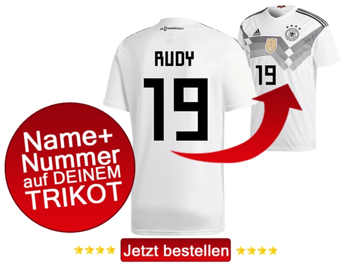 Das neue DFB Trikot mit Beflockung von Sebastian Rudy mit der Nummer 19 kaufen.