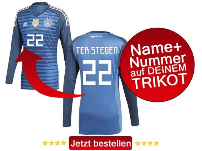 Die Rückennummer 22 auf dem DFB Trikot trägt bei der Fußball WM Marc André ter Stegen.