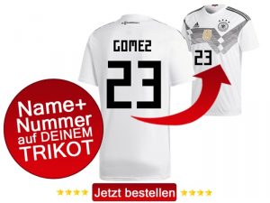 Das neue DFB Trikot mit Beflockung von Mario Gomez mit der Nummer 23 kaufen.